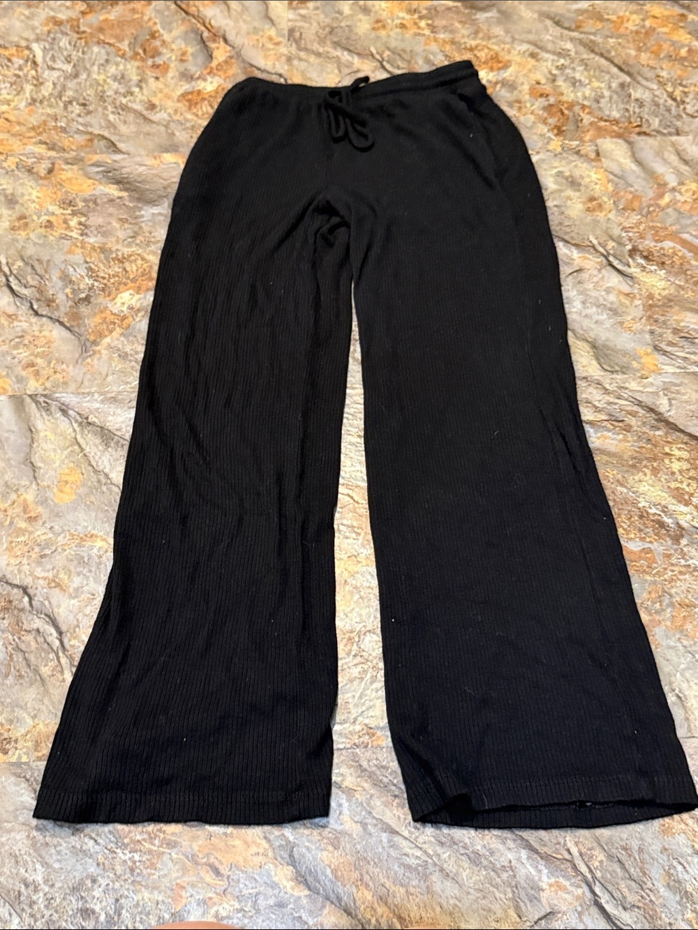 Youth girls size medium Black Wide Leg Ribbed Knit Pants